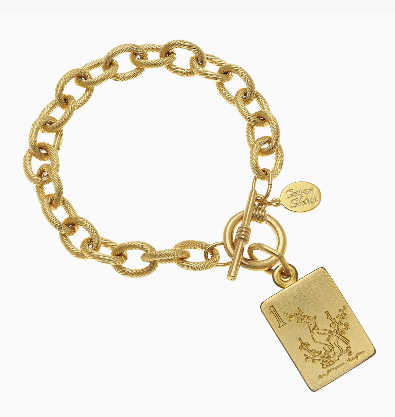 Bam Bird Mahjong Tile Toggle Bracelet