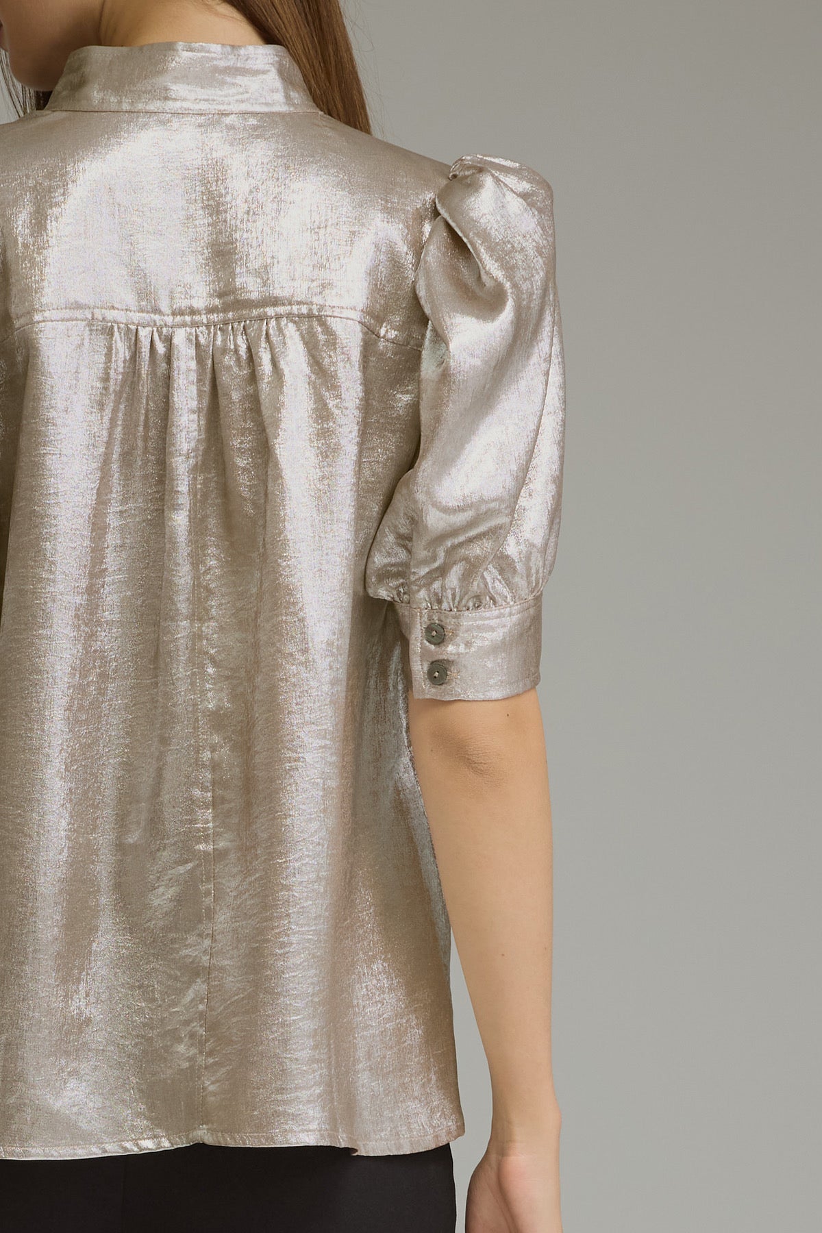 Champagne High Neck Metallic Top