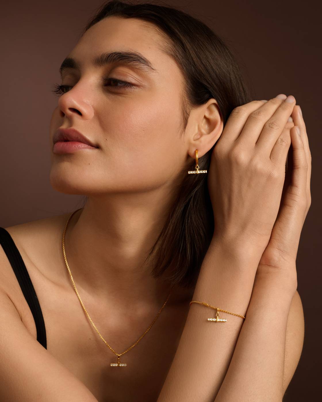 Lustre Waterproof Gold T-Bar Necklace