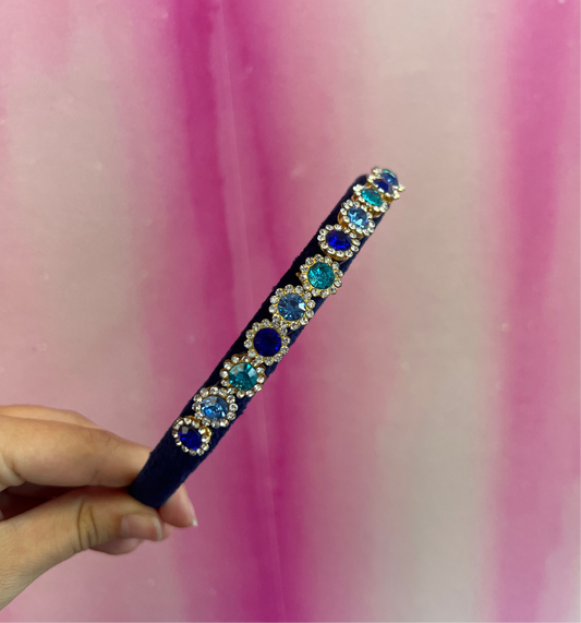 Blue Velvet Gemstone Headband