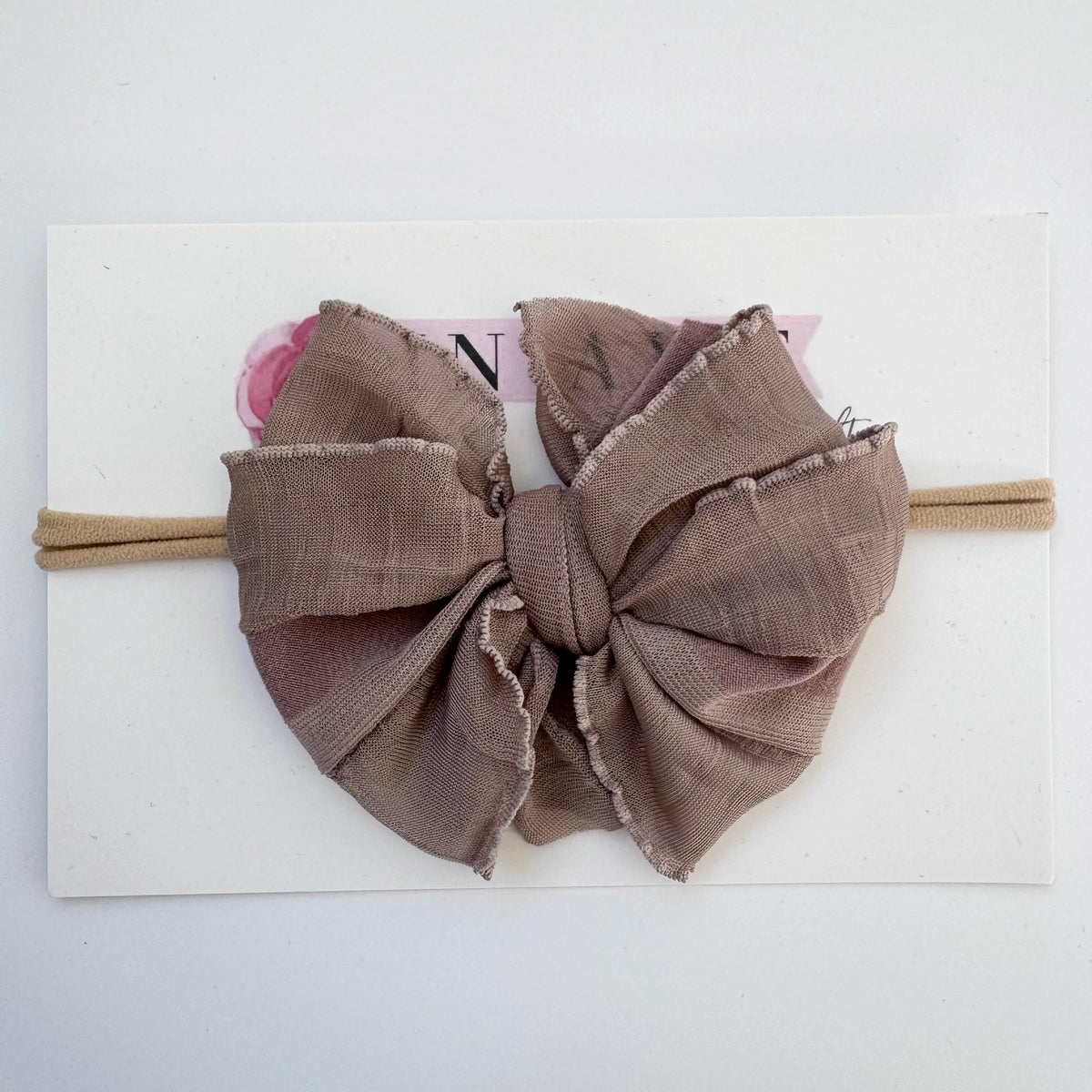 Mocha Skinny Mini Ruffled Headband
