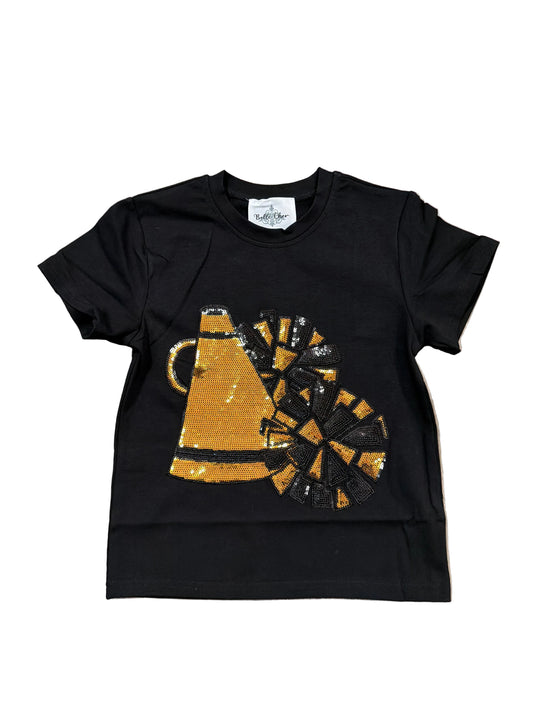 Black Sequin Megaphone Tee