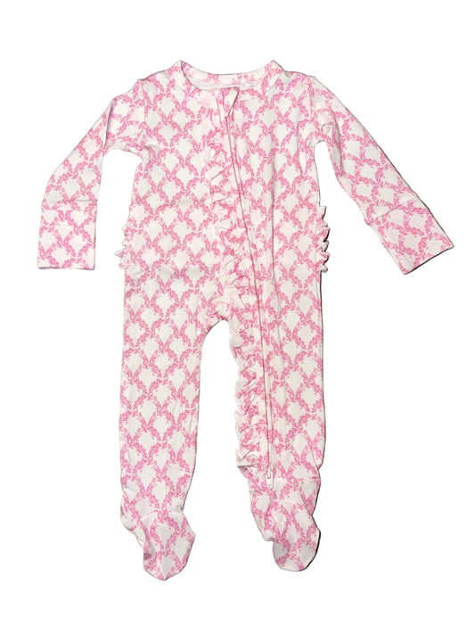 Rose Trellis Ruffle Footie