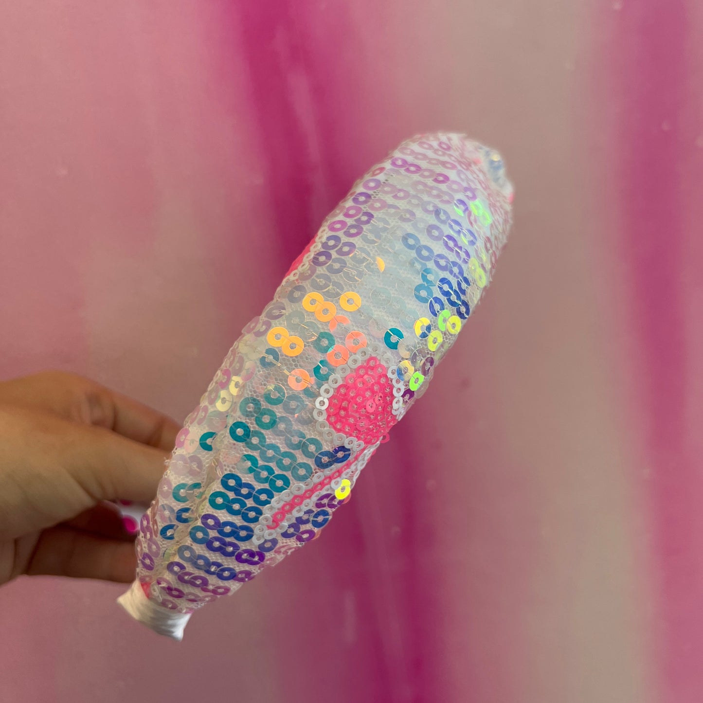 Pink Bow Sequin Headband