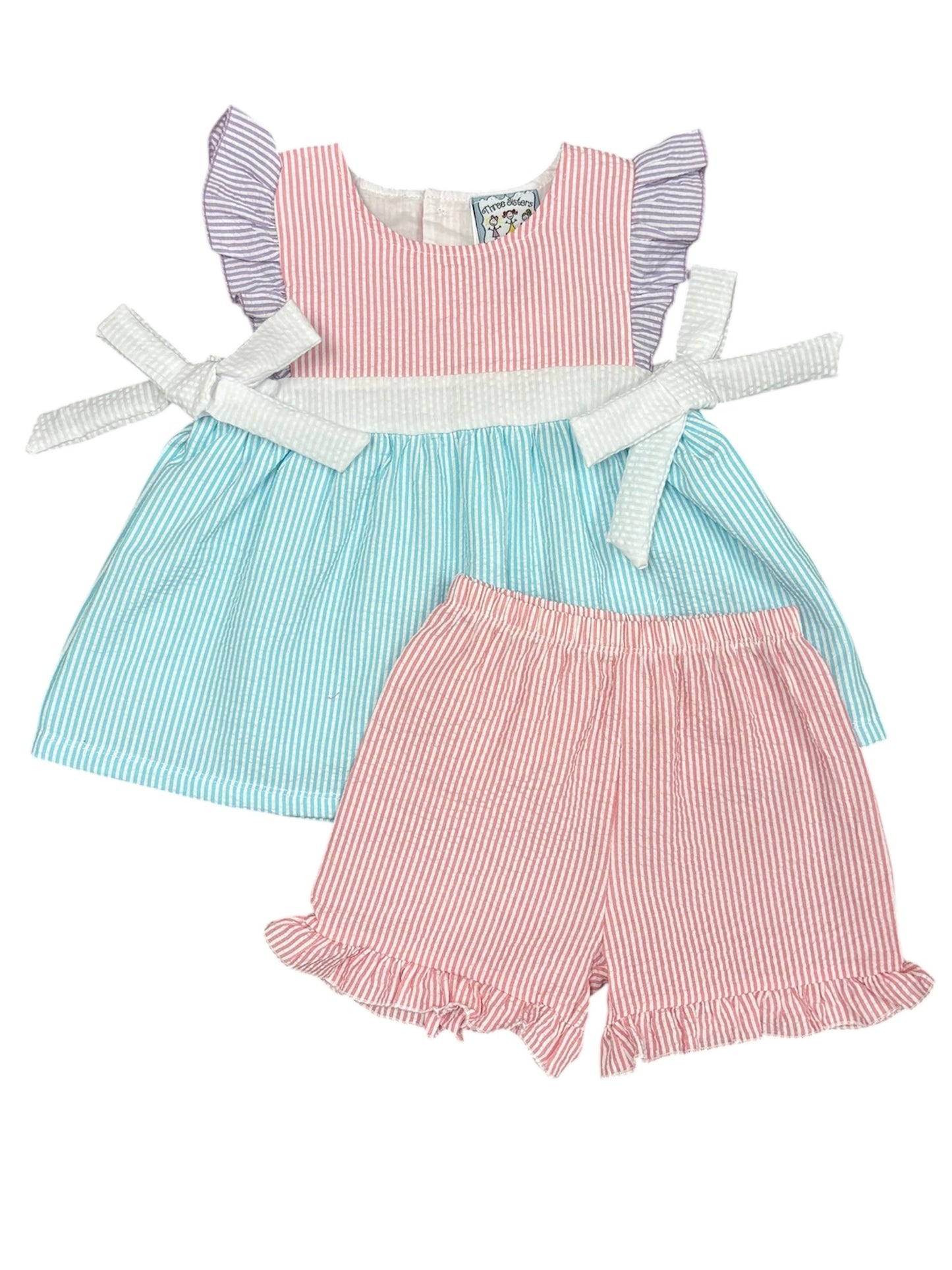 Colorblock Tie Short Set