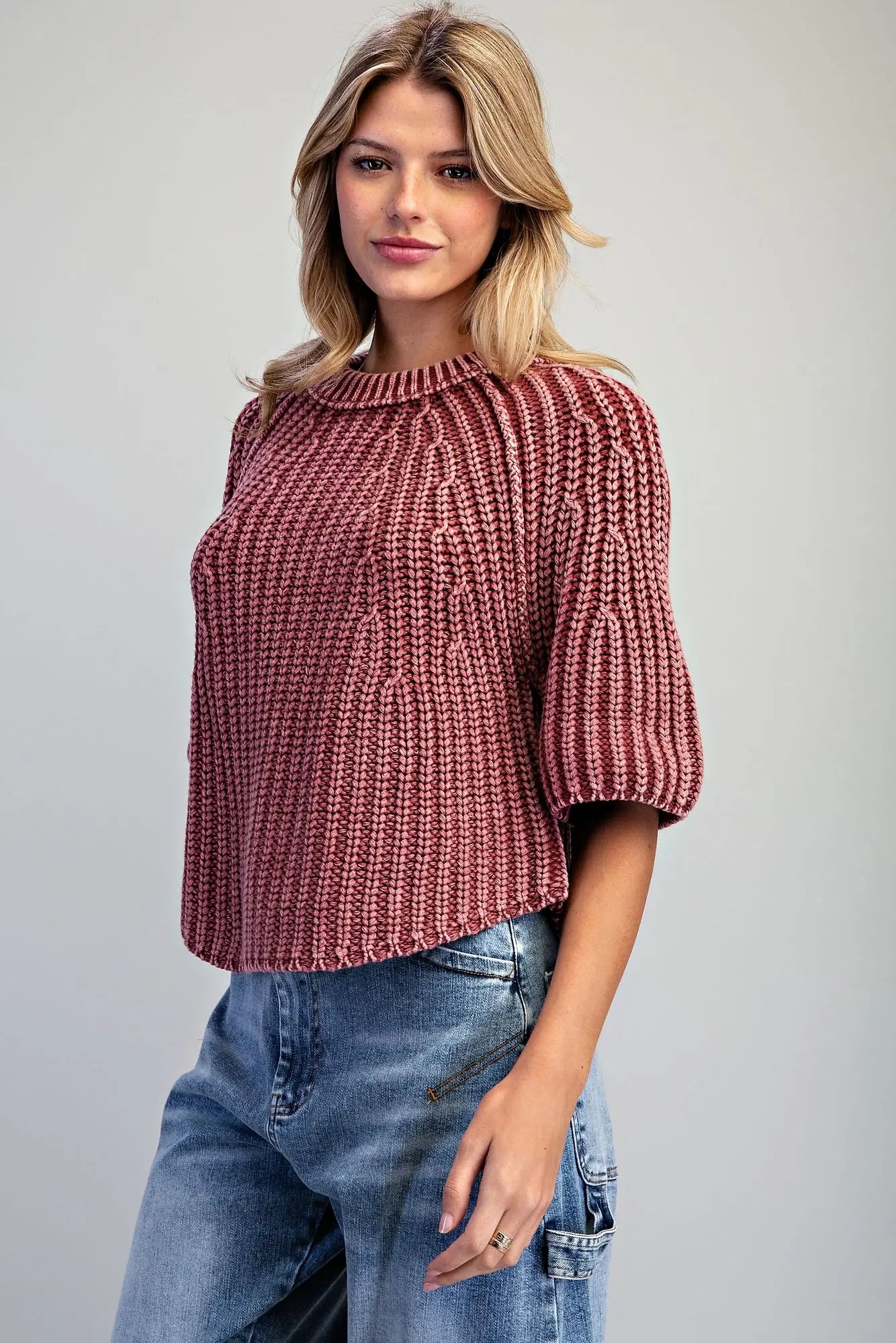 Chunky Knit Sweater - Rasberry