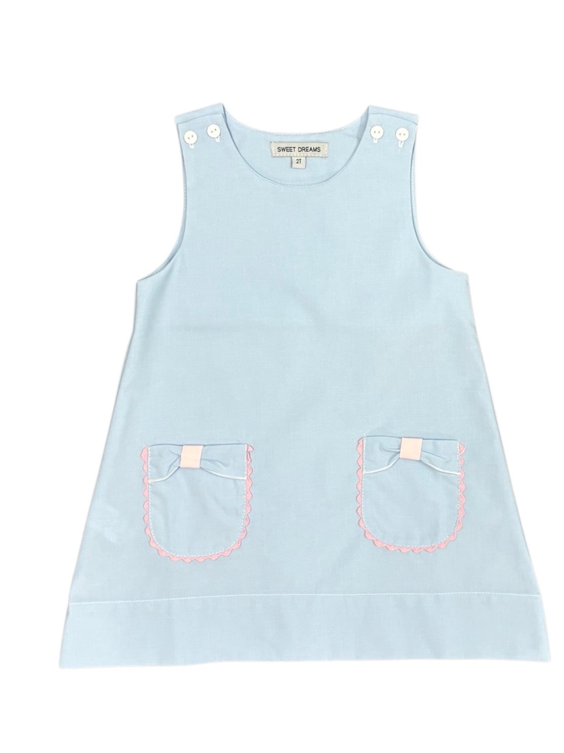 Blue Bow Pocket Dress