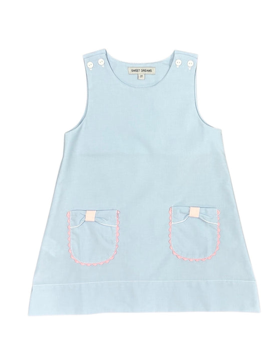 Blue Bow Pocket Dress