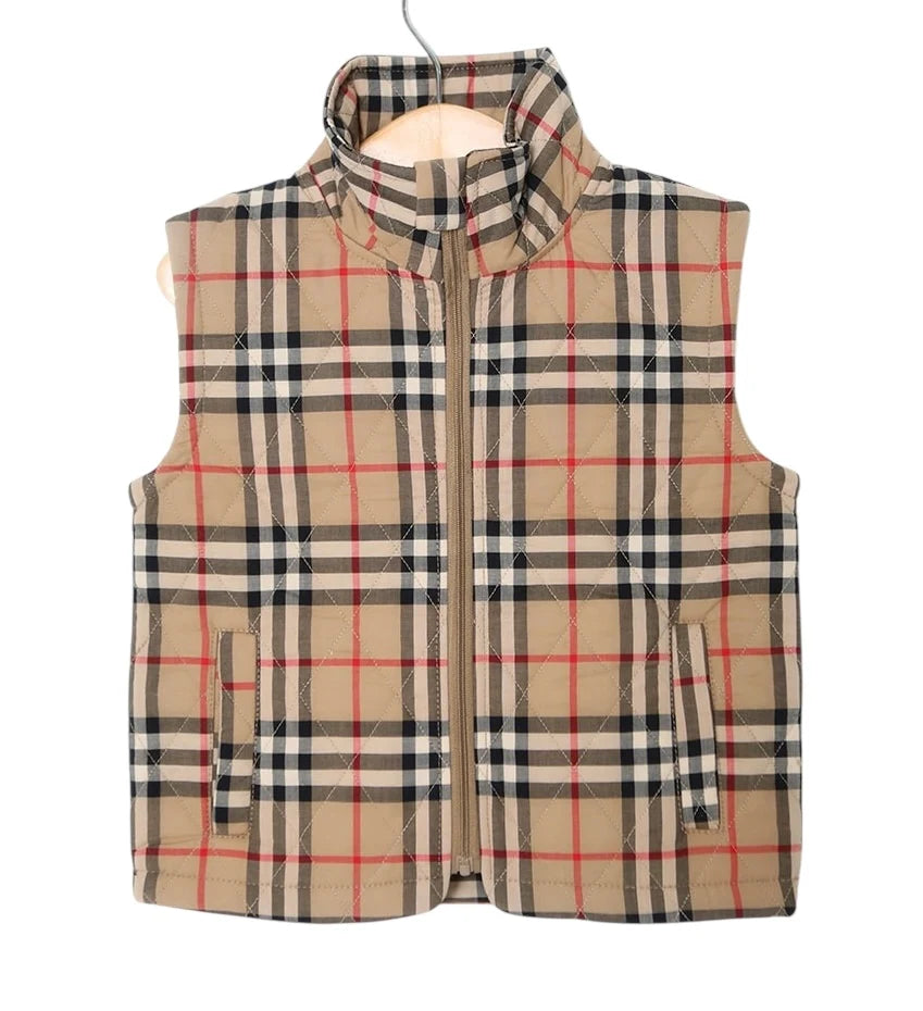 Tan Plaid Quilted Vest