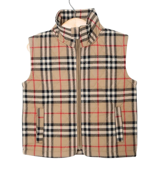Tan Plaid Quilted Vest