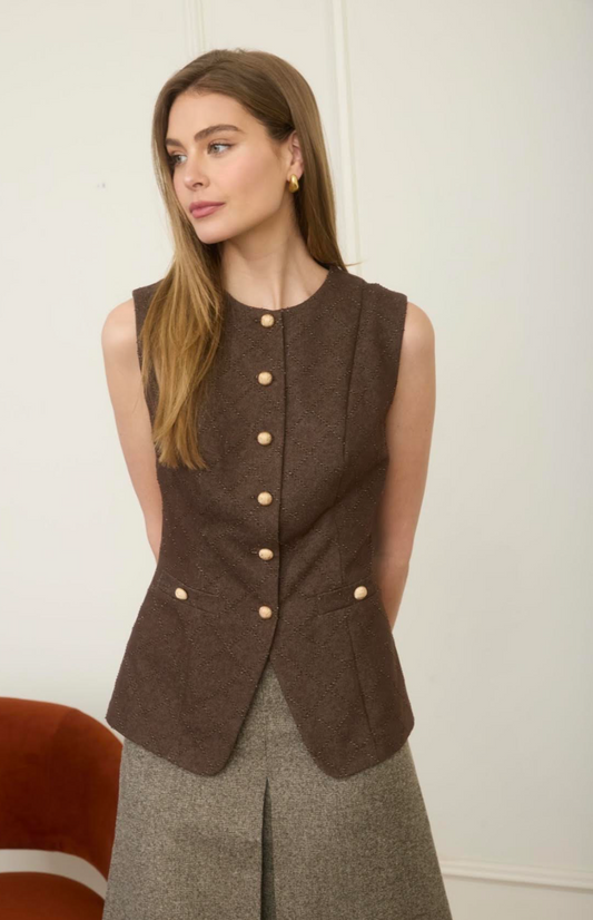 Chocolate Brown Button Down Vest