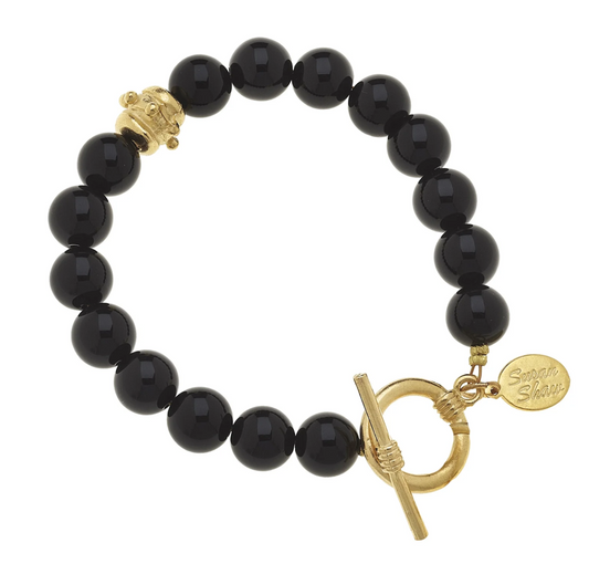 Onyx Gold Toggle Bracelet