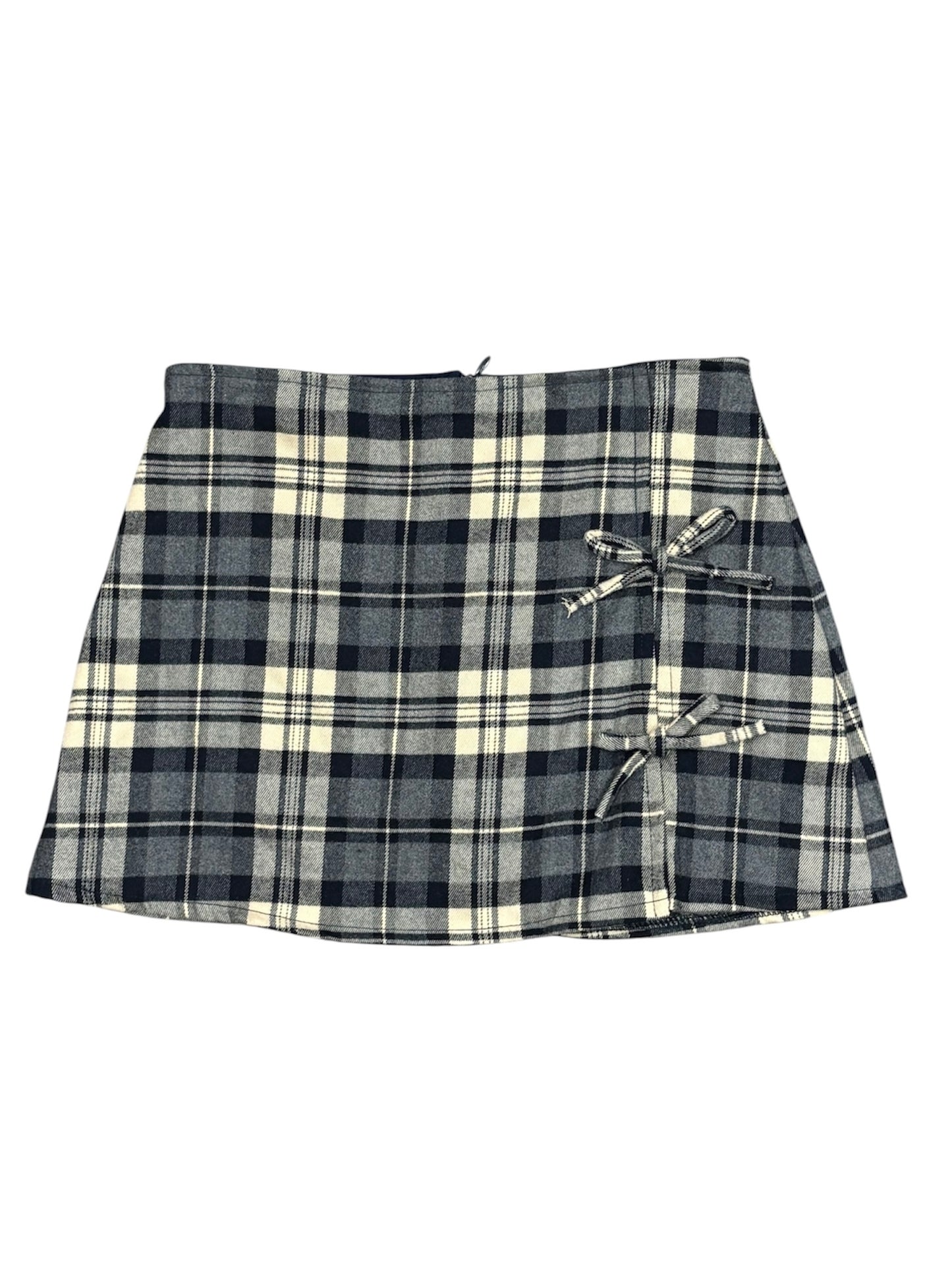 Navy Camel Plaid Skirt