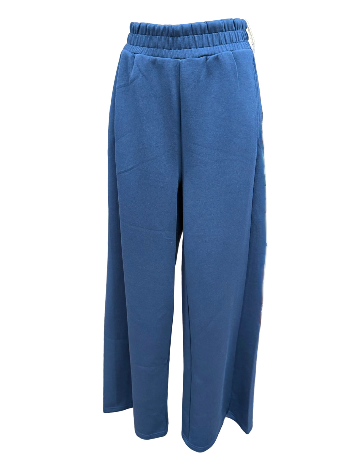 Misty Blue Fleece Wide Leg Pant