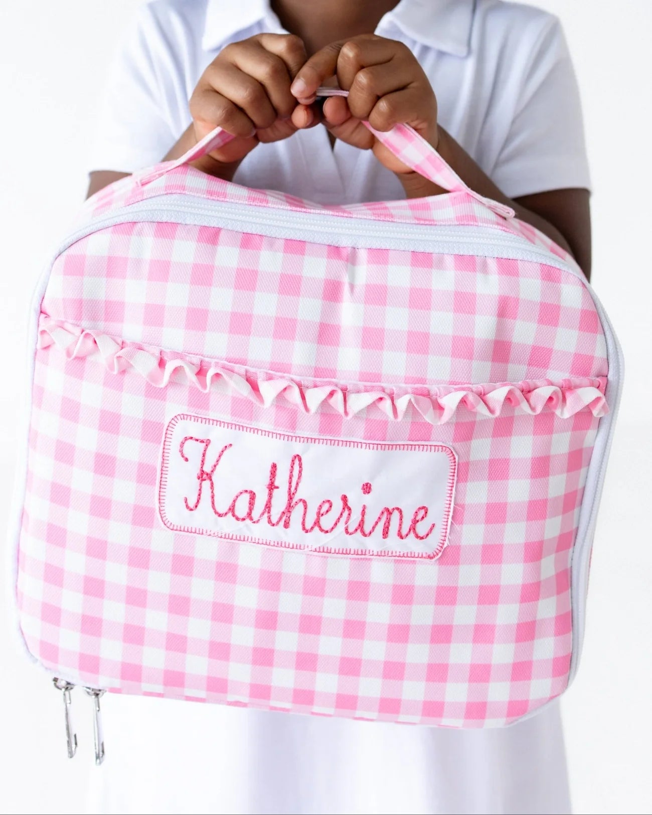 Pink Gingham Lunch Box