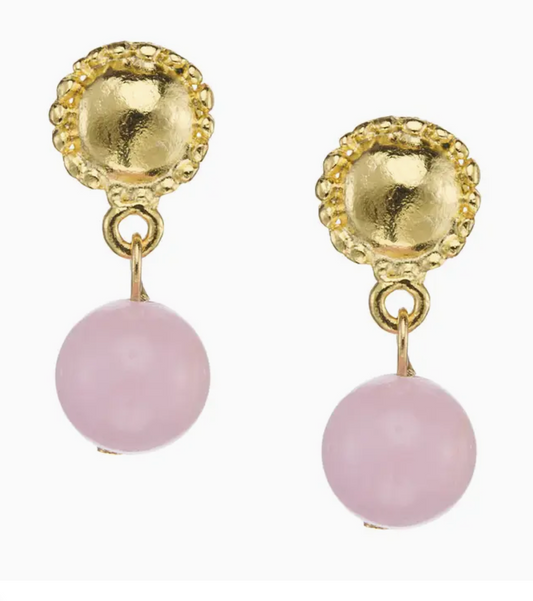 Pink Jade Drop Earrings