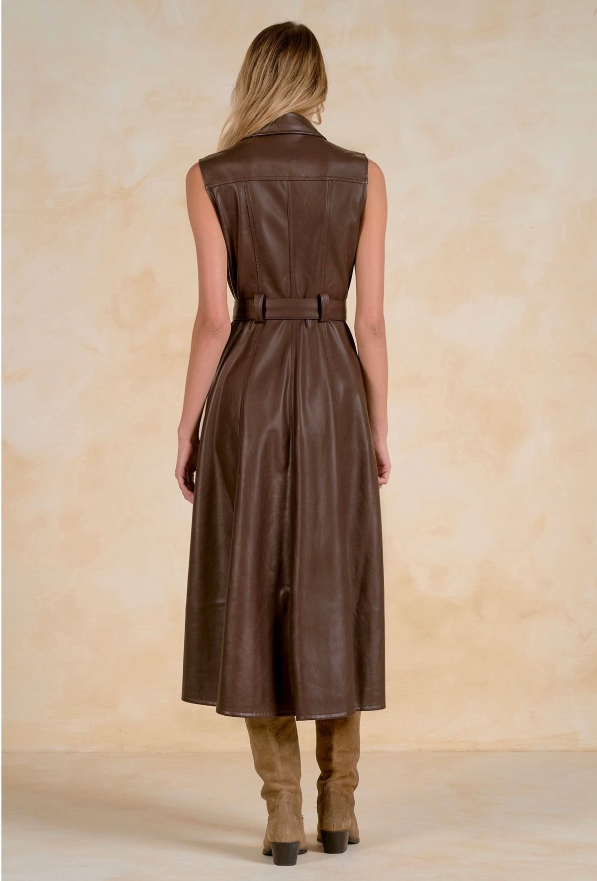 Brown Leather Maxi Dress