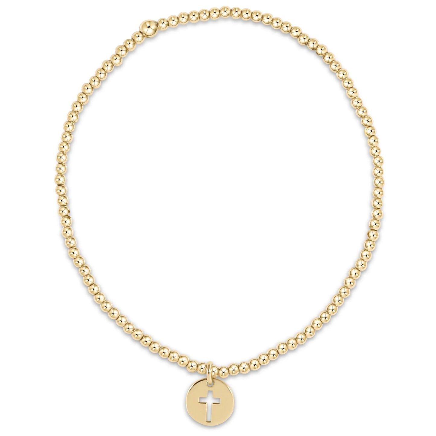 egirl Classic Gold 3mm Bead Bracelet - Blessed Gold Disc