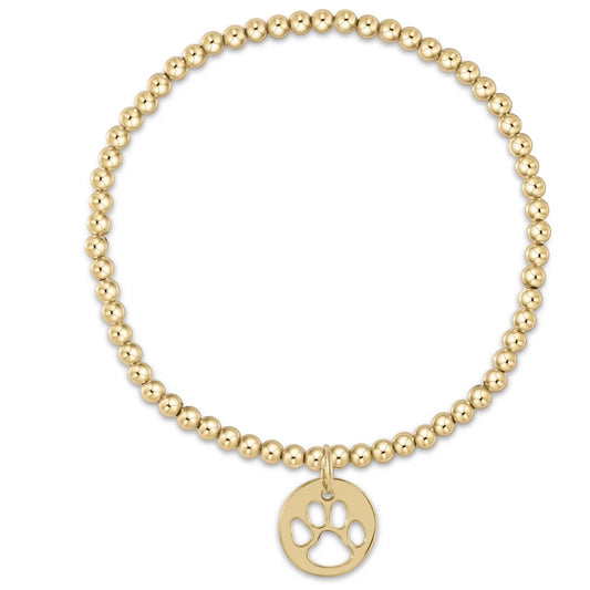 egirl Classic Gold 3mm Bead Bracelet - Paw Print Gold Disc