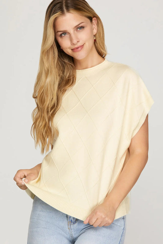 Drop Shoulder Diamond Sweater