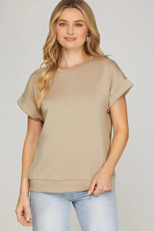 Mocha Drop Shoulder Top