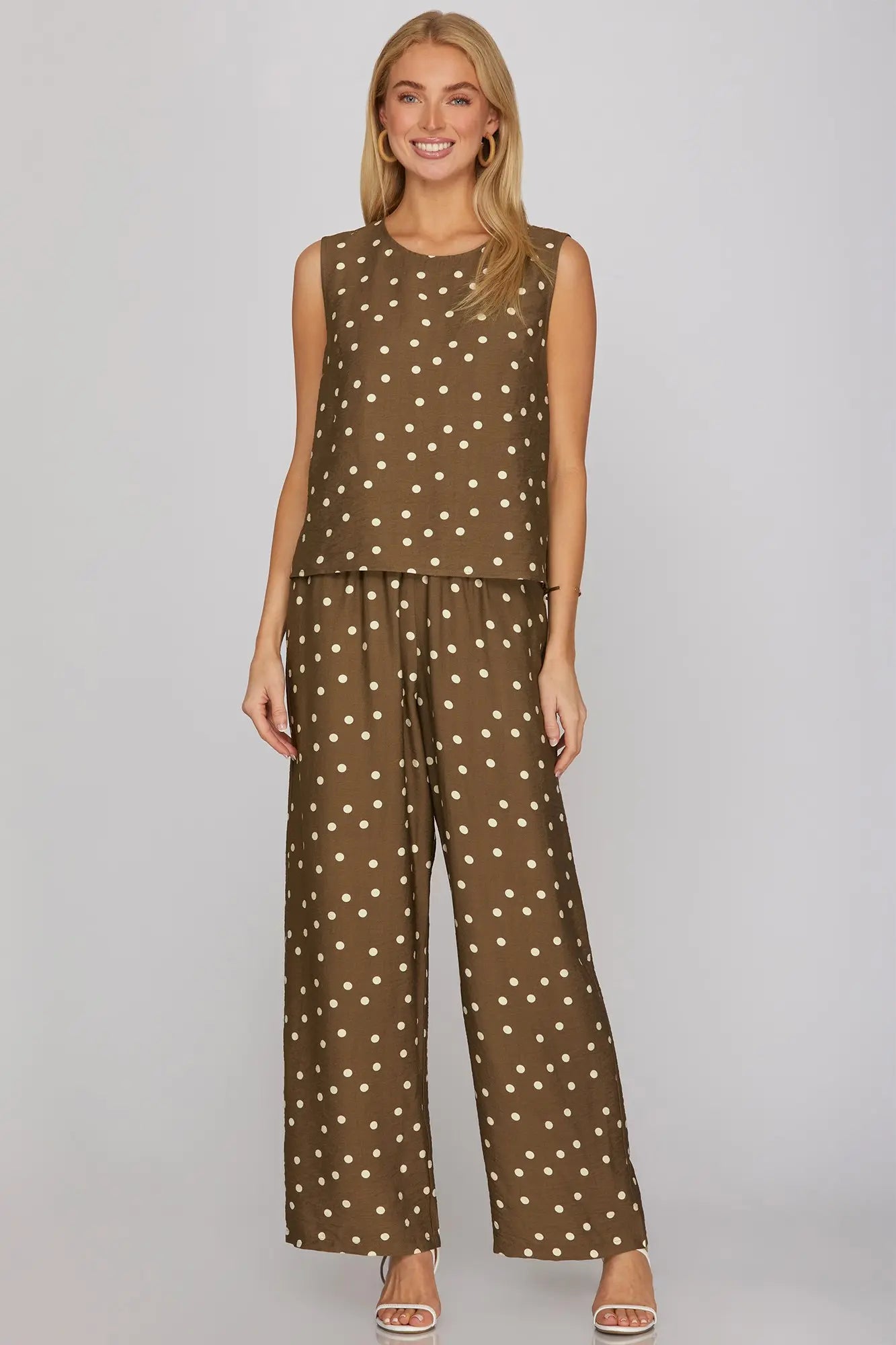 Brown Polka Dot Pant Set