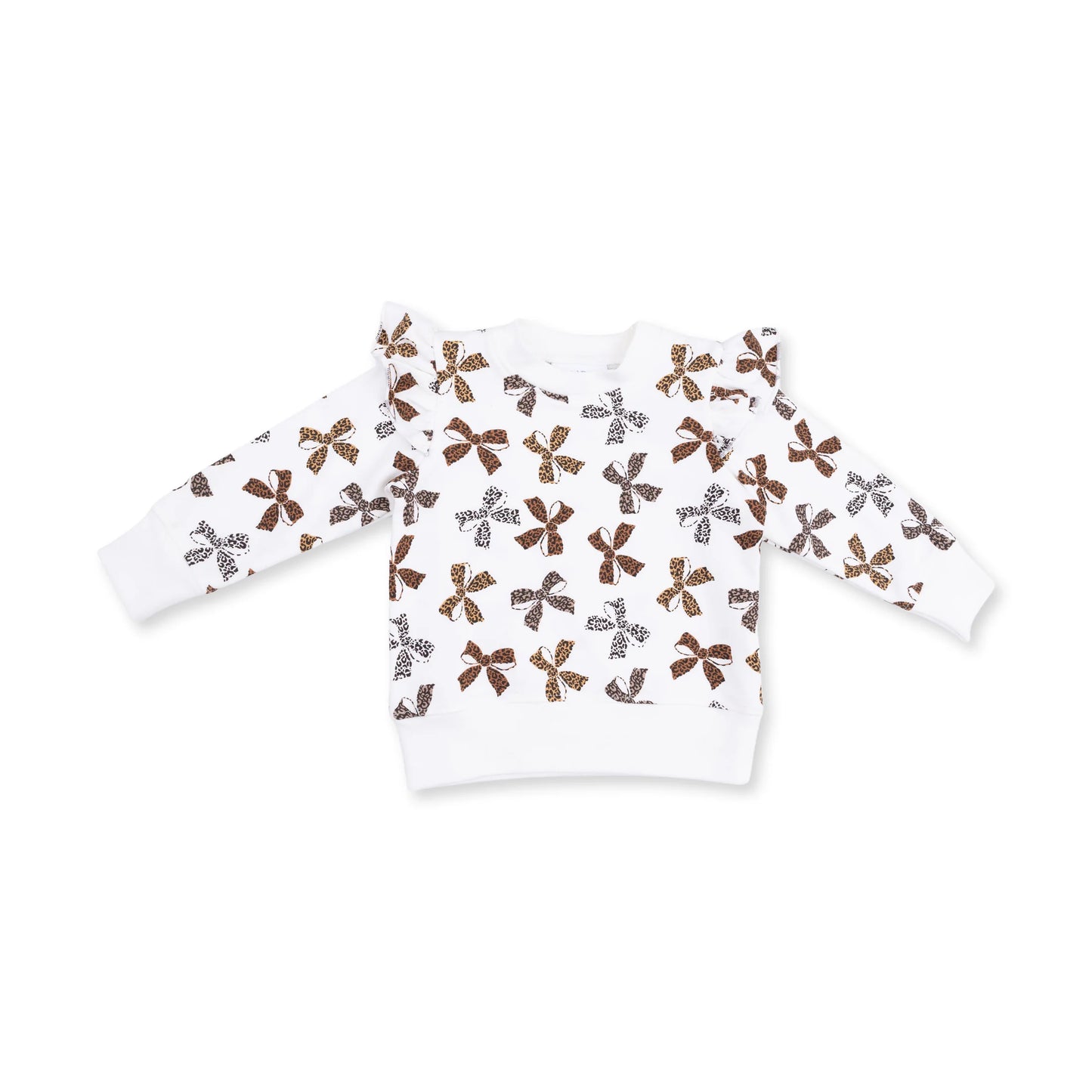 Leopard Bows Ruffle Sweatshirt