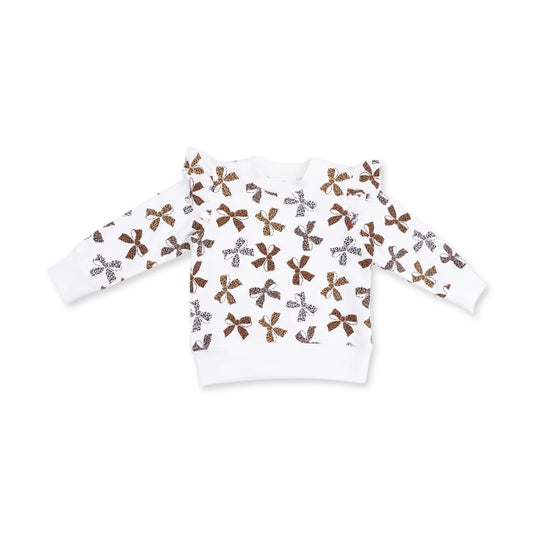 Leopard Bows Ruffle Sweatshirt