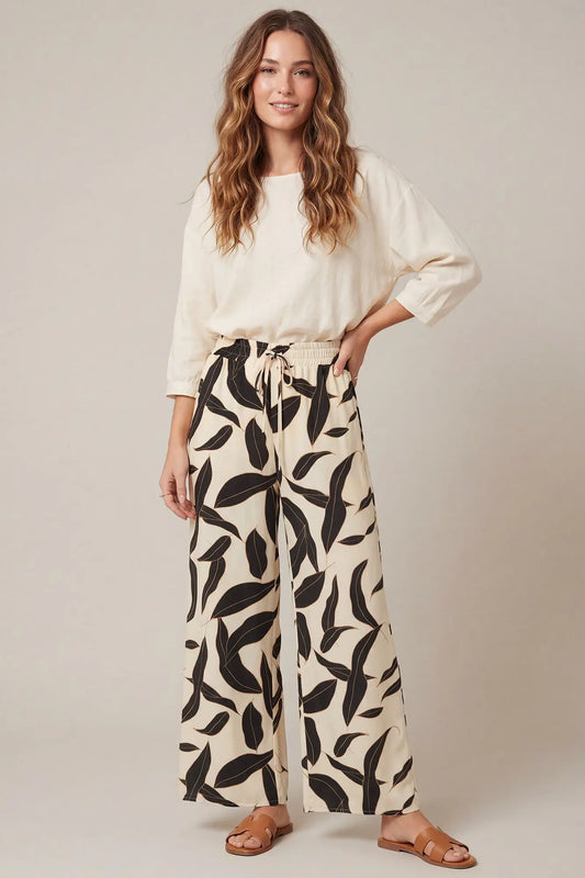 Black And White Floral Pant
