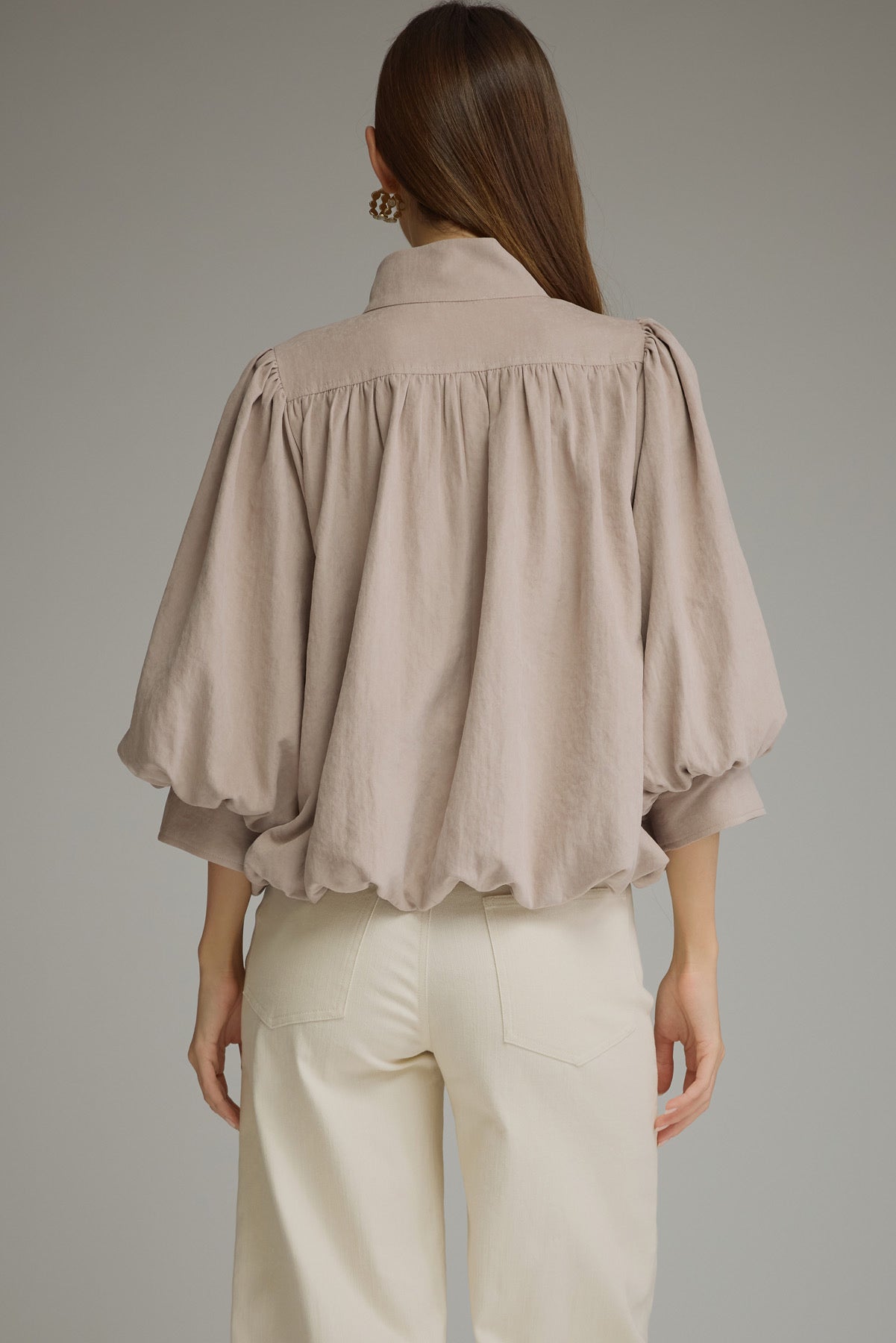 Balloon Sleeve Top - Taupe