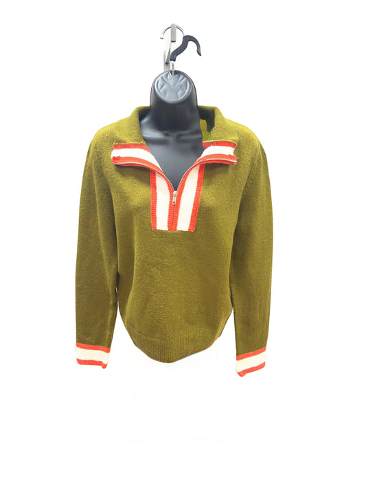 Olive Zip Up Sweater