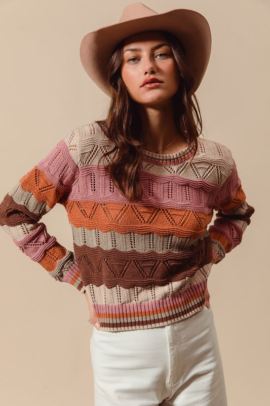 Multi Color Wave Stripe Sweater