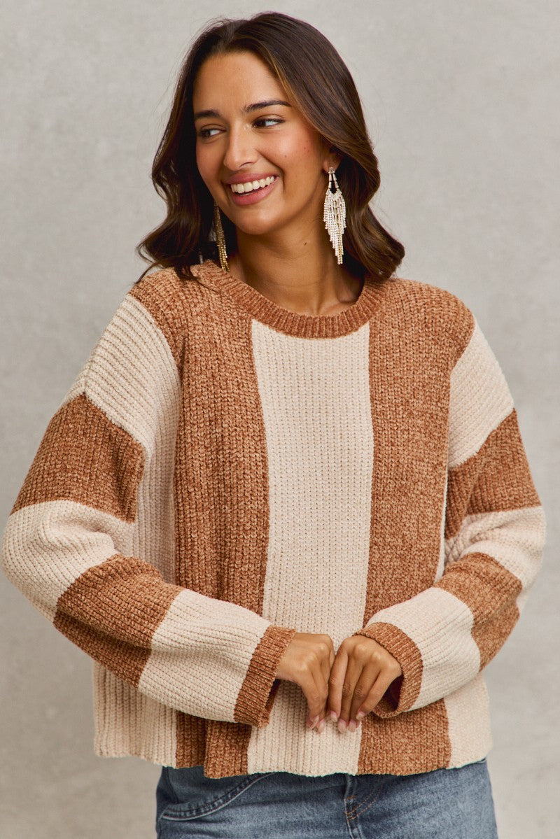 Camel Striped Sweater