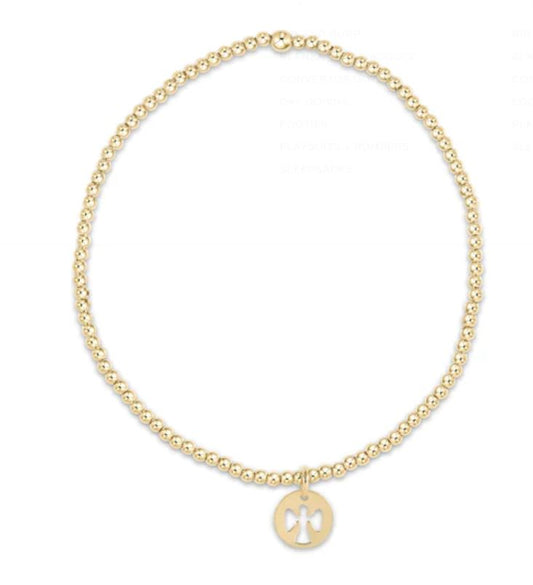 egirl Classic Gold 2mm Bead Bracelet - Guardian Angel Small Gold Disc