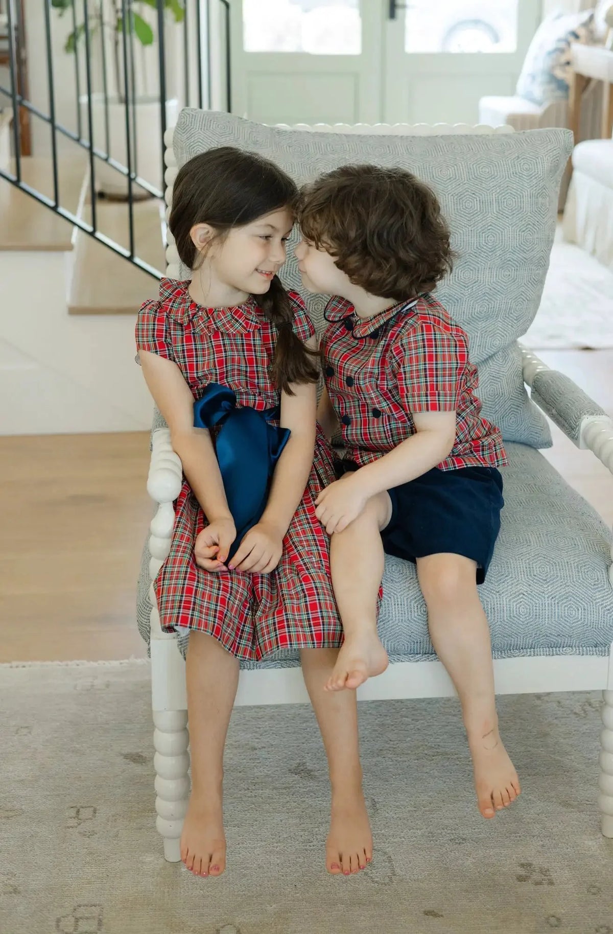 Tartan Plaid Dress W/ Navy Cord