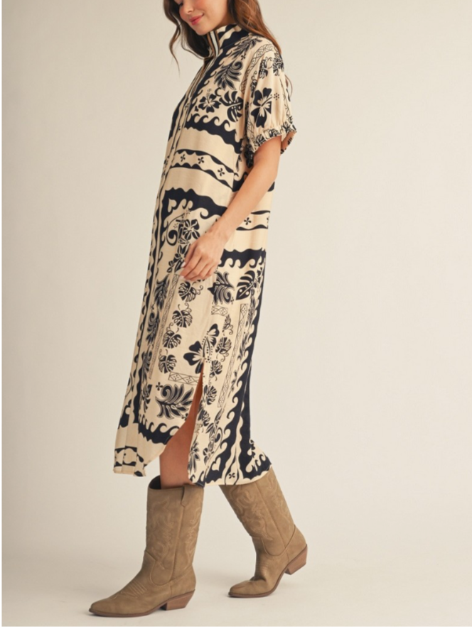 Short Sleeve Boho Floral Dress