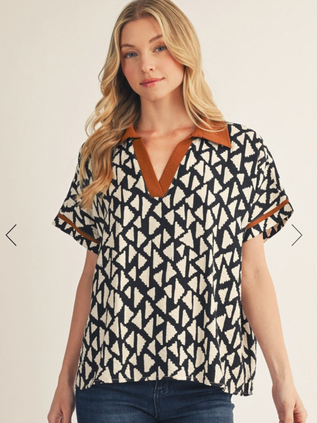 Contrast Accent Loose Fit Top