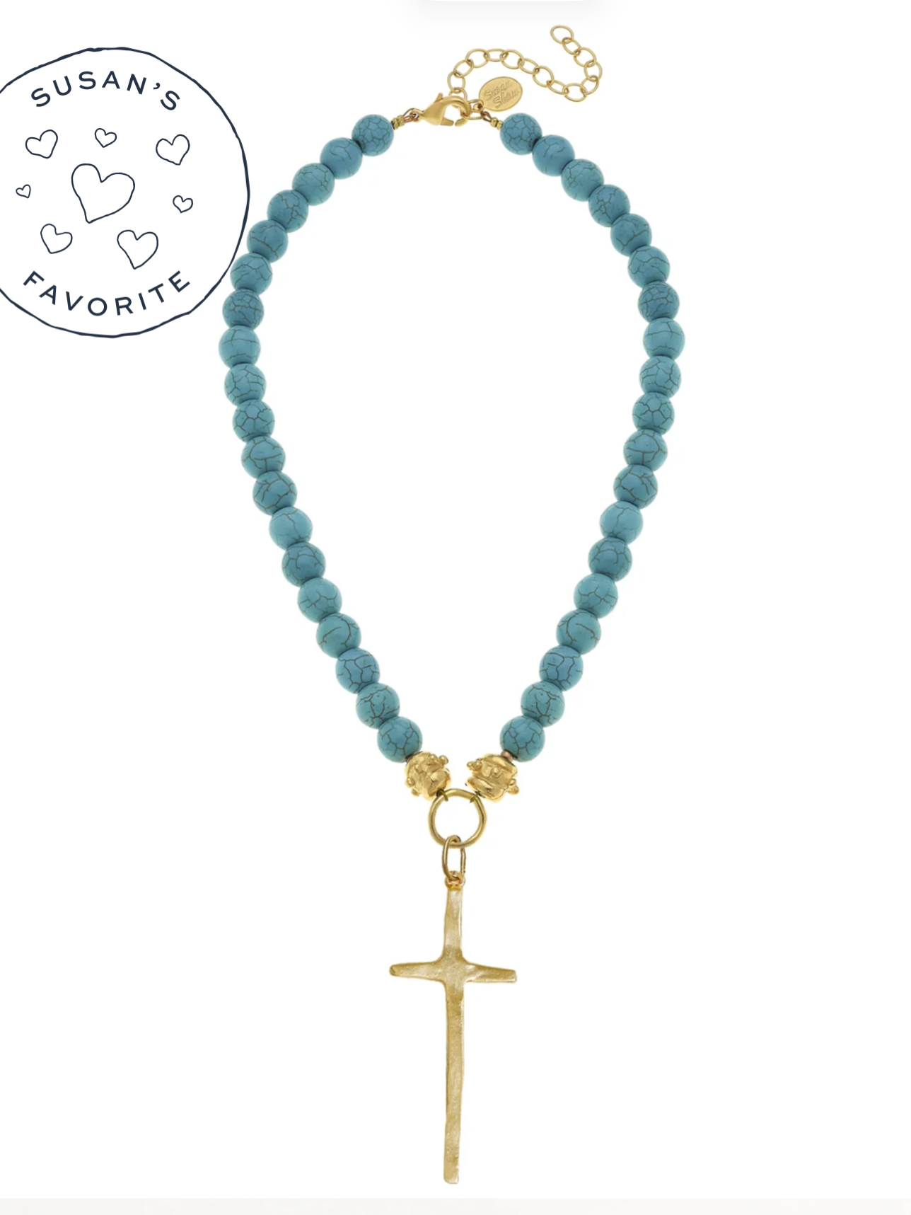 Elongated Cross Turquoise Necklace