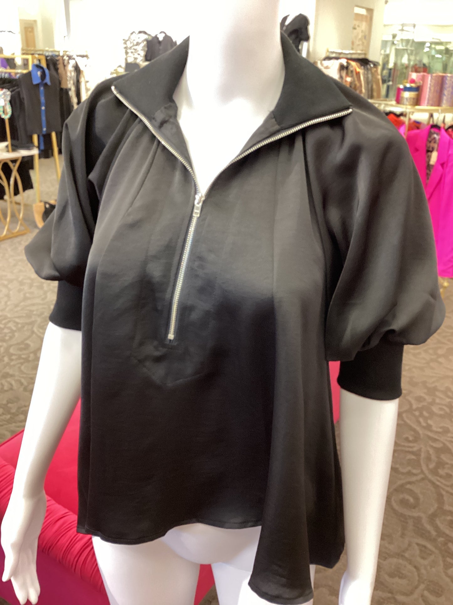 Puff Sleeve Elegance Blouse - Black