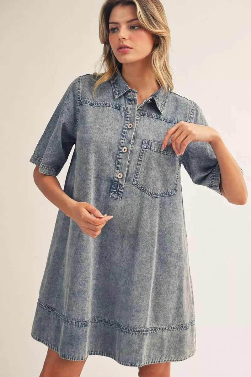 Washed Denim Dress