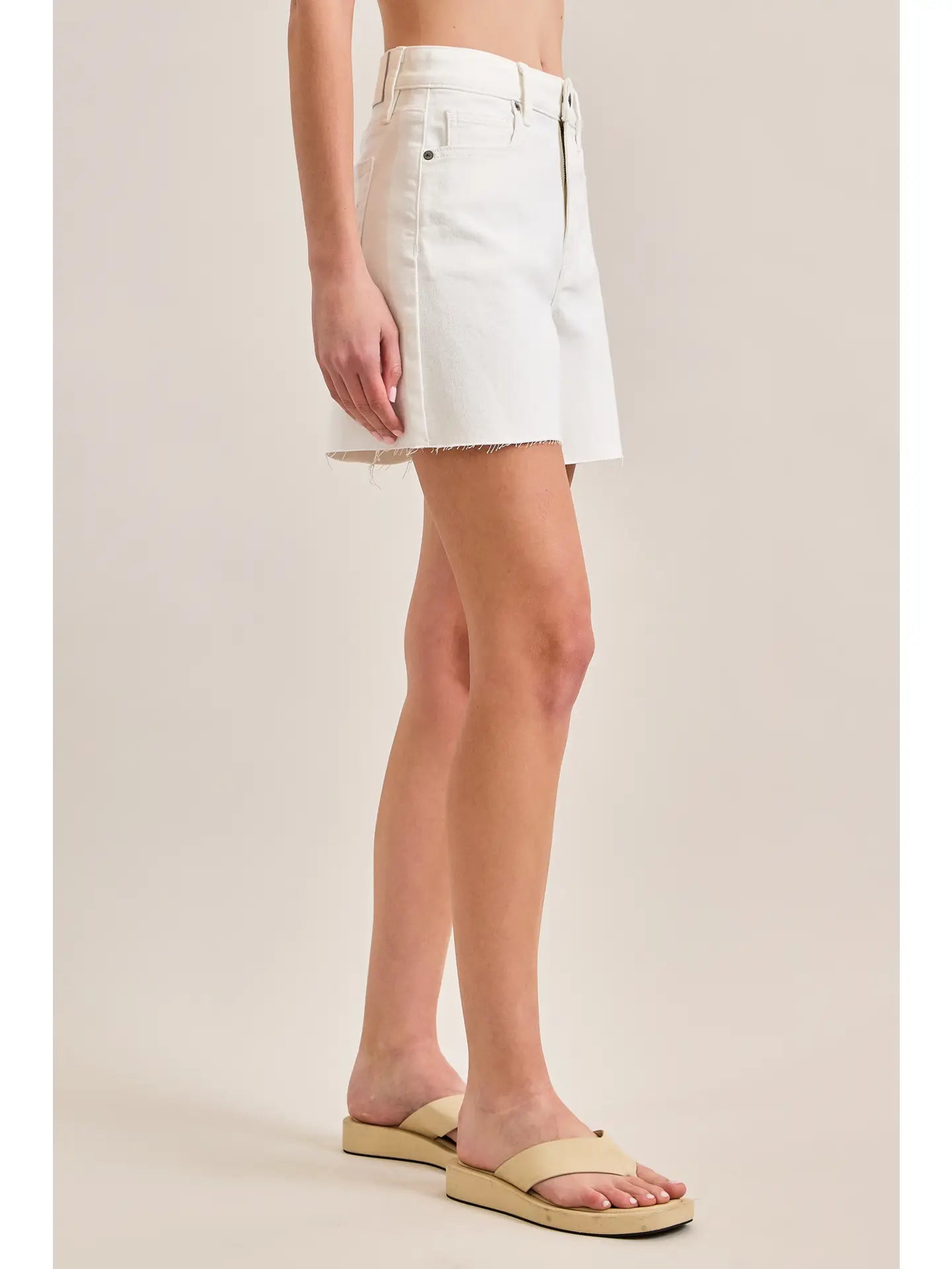 5” Inseam High Rise Ava A-Line Shorts - White