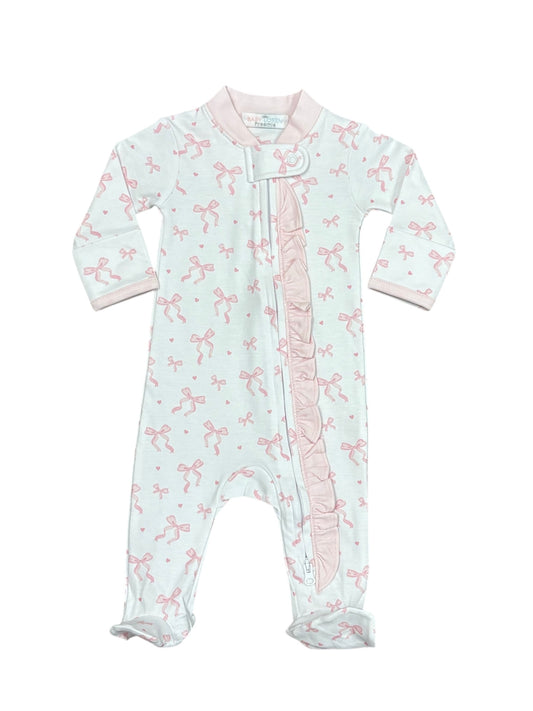 Pink Coquettes Pima Zipper Footie