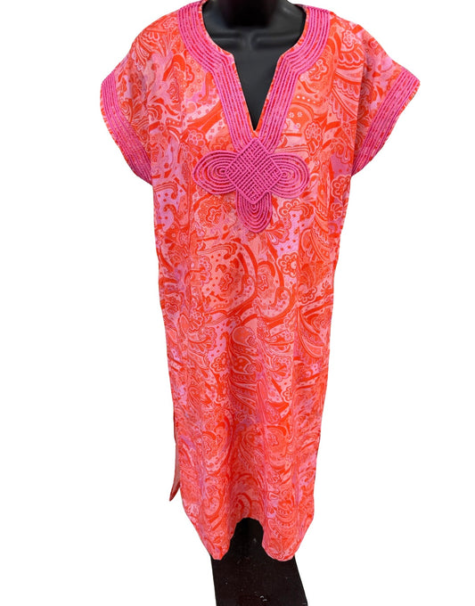 Pink And Orange Mix Media Dress