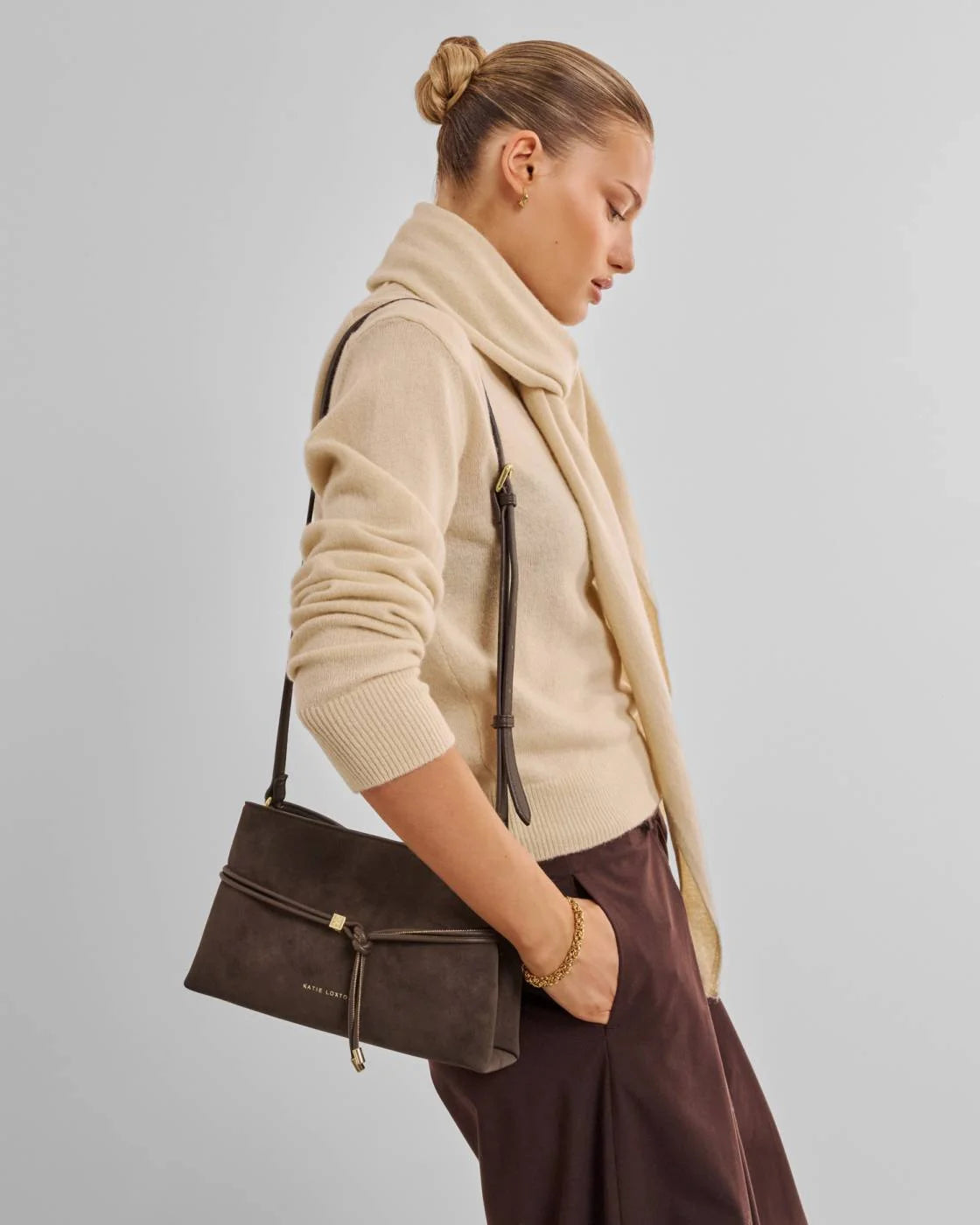 Lori Suedette Crossbody Bag in Bitter Chocolate