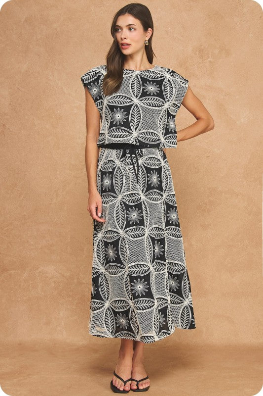 Geometric Midi Skirt Set