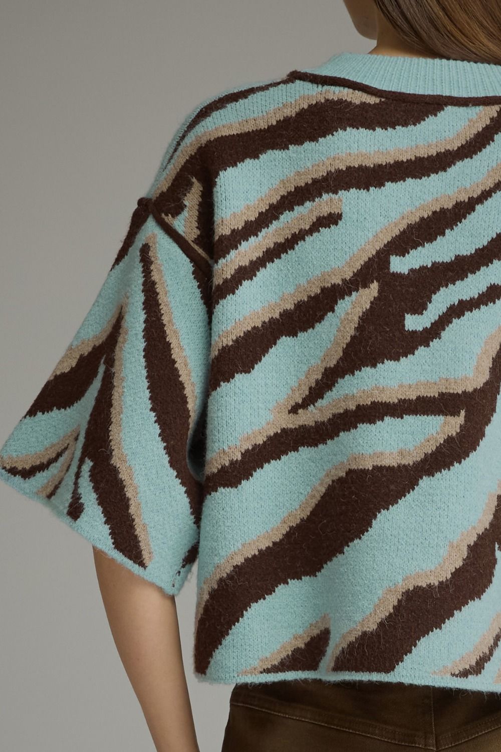 Zebra Knit Top - Light Blue