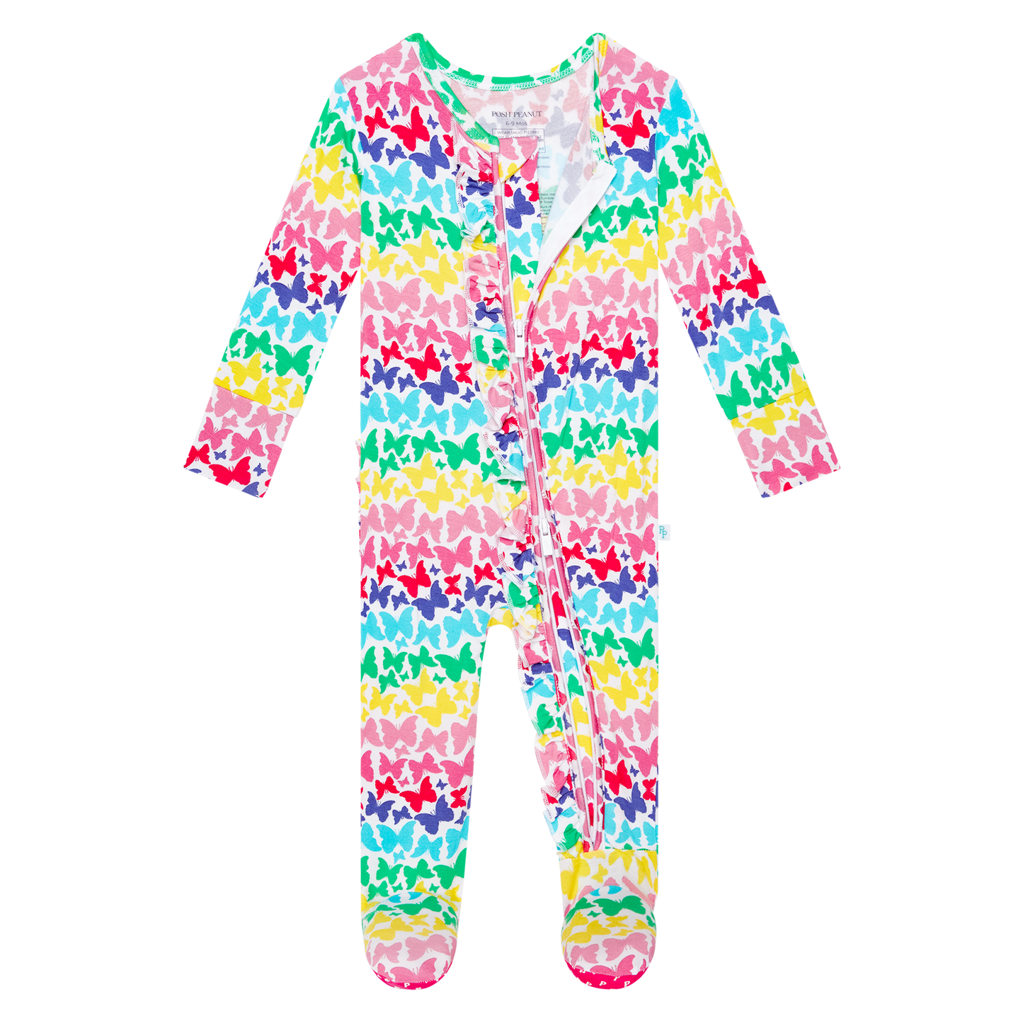 Rainbow Butterfly Ruffle Footie