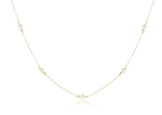 15" Choker Simplicity Chain Gold - Pearl 4mm