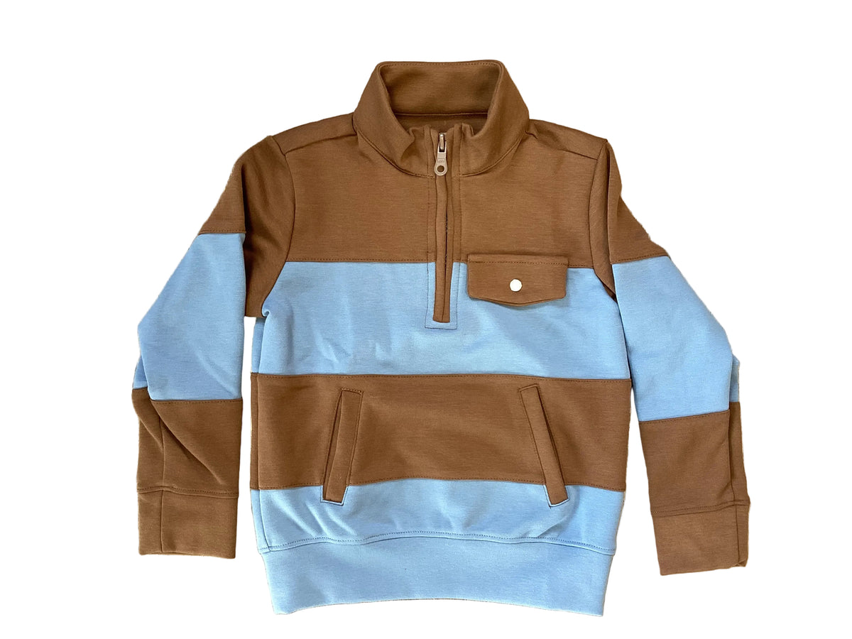 Paul Performance Half Zip-Brown/Blue Stripe