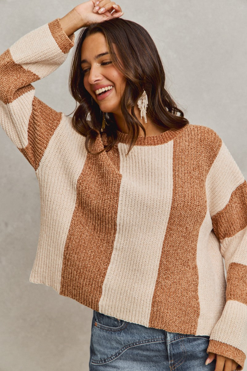 Camel Striped Sweater